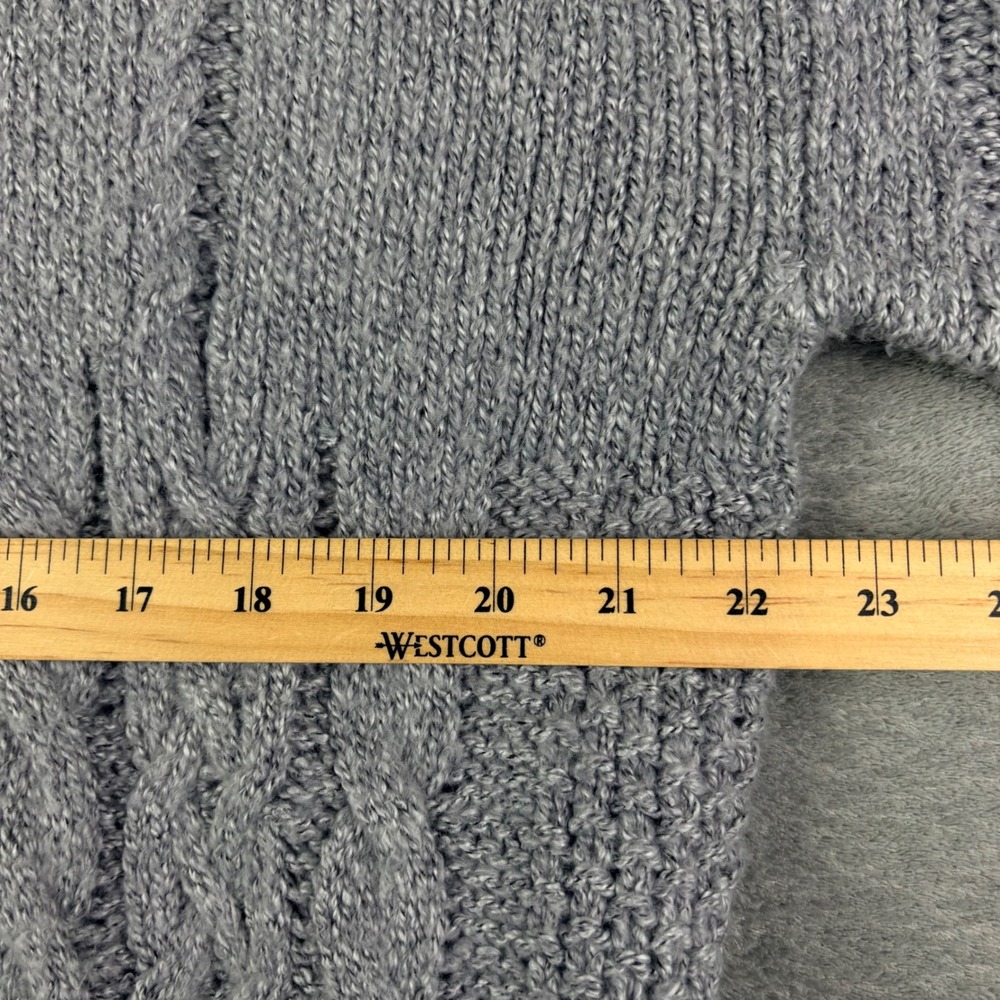 Amadi Athropologie L Grey Chunky Sweater Mixed Cable Pointelle Knit Cottage Core - Picture 7 of 12